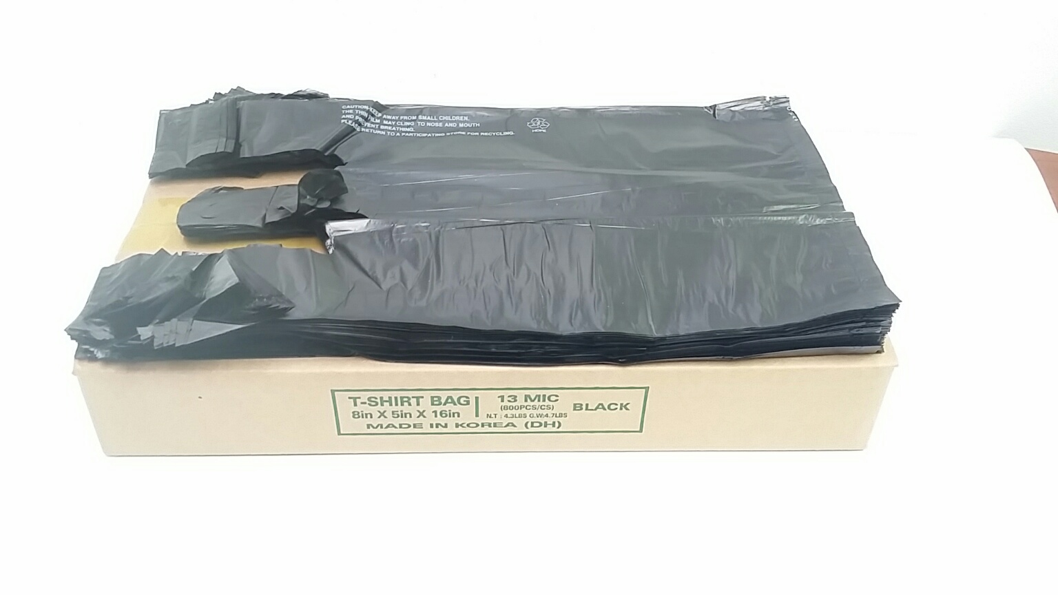 1/10 SMALL BLACK PLASTIC BAG 13 MIC 8 in x 5 in x 16 in 800pcs/cs