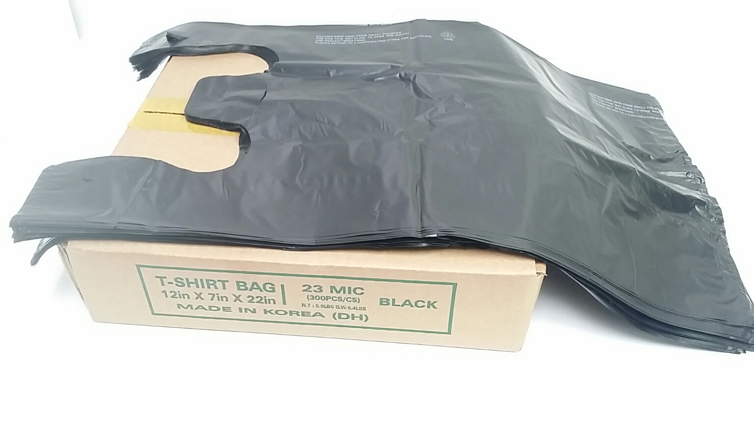 1/6 Black Plastic Bag 23Mic 12 in x 7 in x 22 in 300pcs/cs